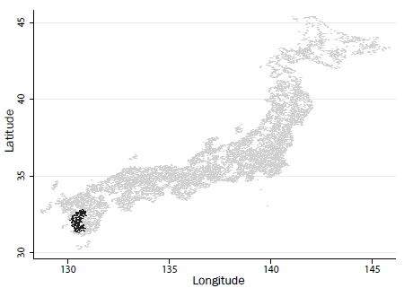 Figure: Localities near the new Shinkansen stations