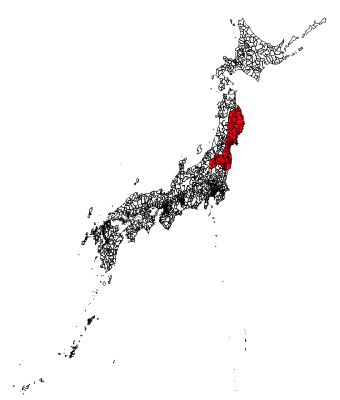 Figure 1. Areas Damaged by the Great East Japan Earthquake