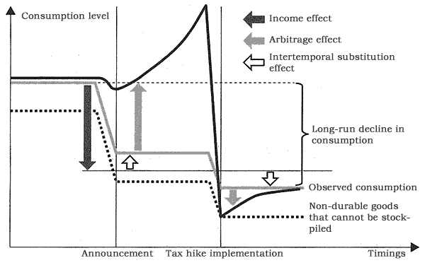 Figure: Three Effects through which the Consumption Tax Rate Hike May Affect Consumption
