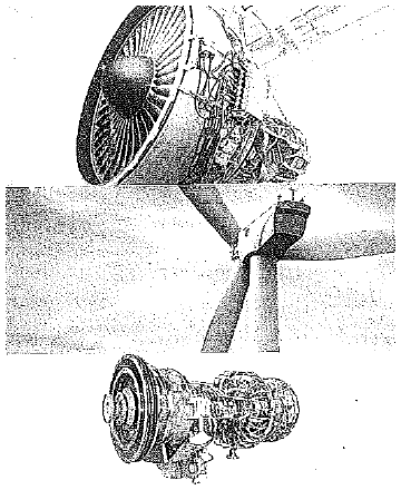 図1：GEの製品（上から航空機エンジン、風力タービン、ガスタービン）