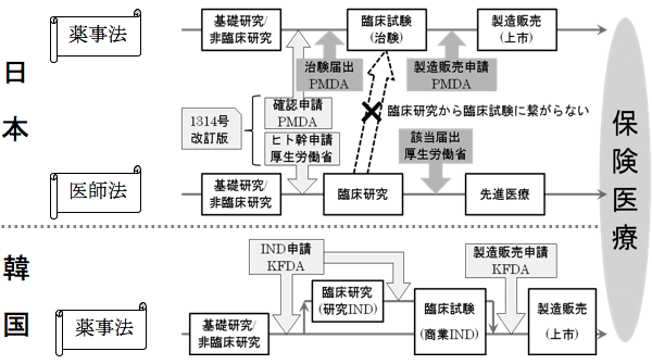 図：日本及び韓国の規制枠組み
