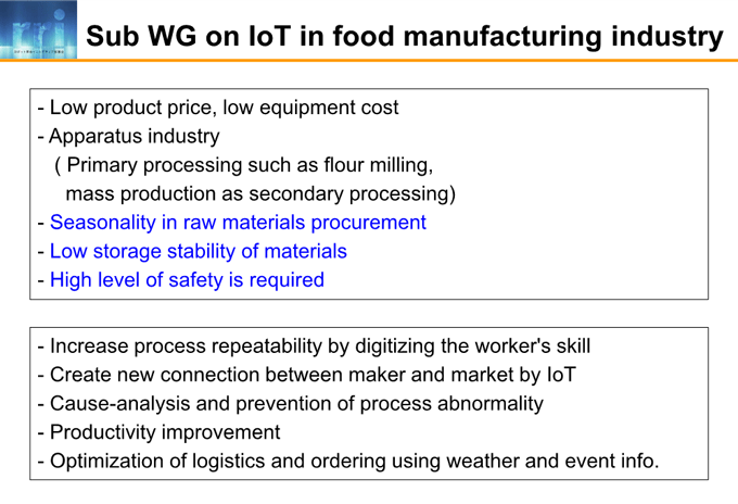 図4-2：Sub WG on IoT in food manufacturing industry