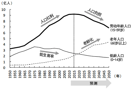图2 中国各年龄层人口的变化