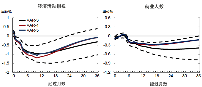 图3:经济活动指数和就业人数的动态学反应