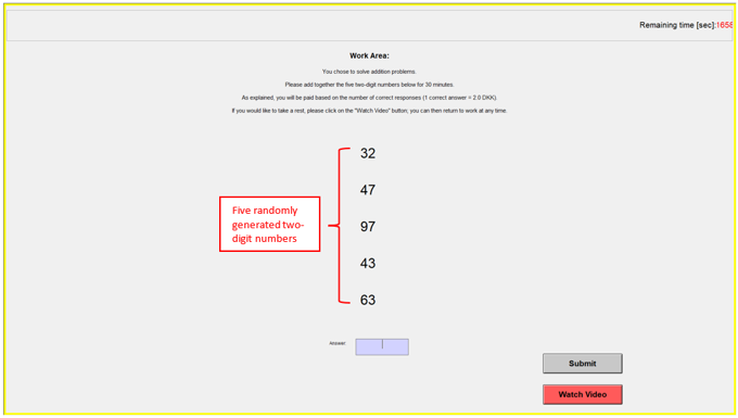 Figure 1: An example of a computer display viewed by the subjects (a screenshot)