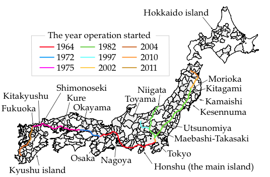 Figure 5. Development of the High-Speed Railway Network in Japan Figure 5. Development of the High-Speed Railway Network in Japan