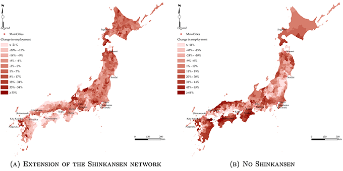 Figure 1. Counterfactual Experiments: Spatial Distribution of Employment