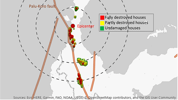 Figure 1. Map of Disaster Areas and Surveyed Households