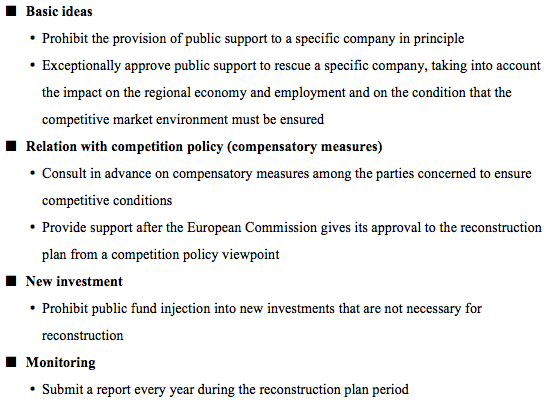 Table: EU state aid guidelines (corporate turnarounds)