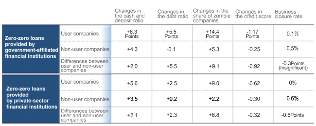 Effects of the use of loan support programs on subsequent business performance