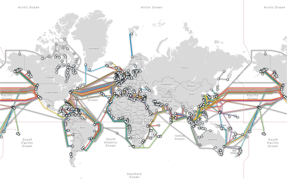 Figure 1. The Internet Backbone: The Global Network of Submarine Fibre Optic Cables Figure 1. The Internet Backbone: The Global Network of Submarine Fibre Optic Cables