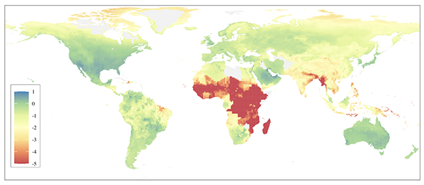 Figure 2 Percentage change in population due to EU carbon tax Figure 2 Percentage change in population due to EU carbon tax