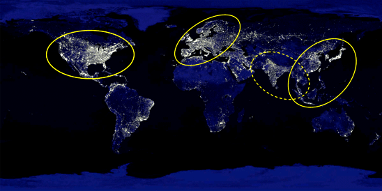 Figure 3. Regions shine in the night