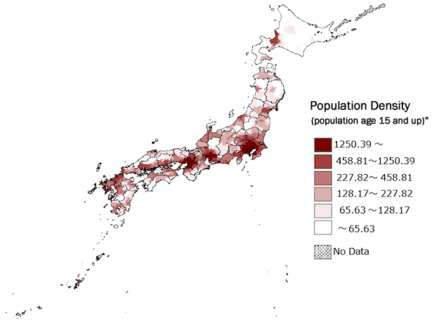 Figure 2: Population density by municipality