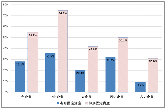 図:有形資産/無形資産投資のキャッシュフローに対する感応度 図:有形資産/無形資産投資のキャッシュフローに対する感応度