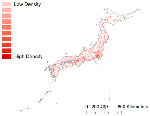 図1:日本の企業密度分布 図1:日本の企業密度分布
