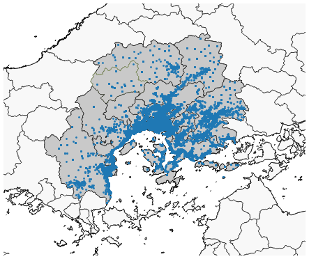図2:都市圏内の企業立地分布(広島大都市圏) 図2:都市圏内の企業立地分布(広島大都市圏)