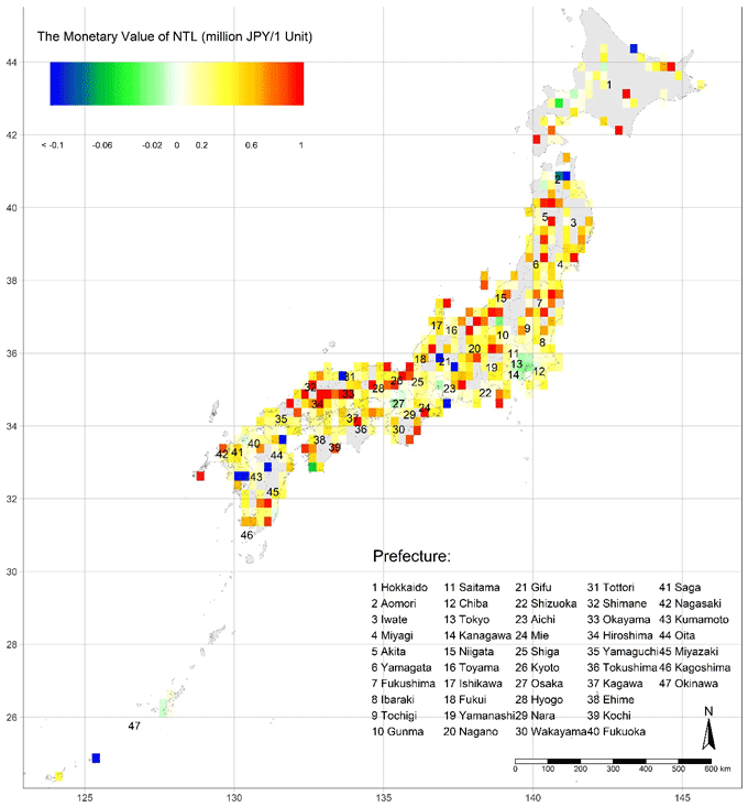 図3: NTLの平均貨幣価値の分布図