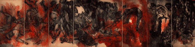 図１：　原爆の図第二部　火（丸木位里，丸木俊夫作）（丸木美術館提供）
