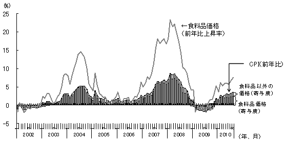 図5　インフレに大きく寄与する食料品価格の上昇