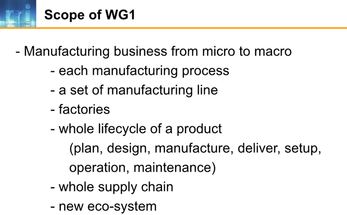 図2-2:Scope of WG1 図2-2:Scope of WG1