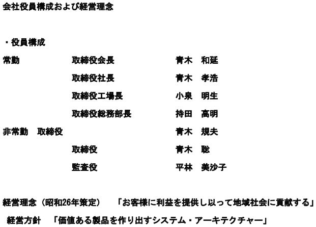 会社役員構成および経営理念