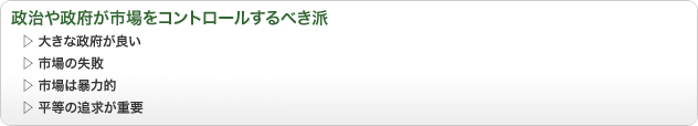 政治や政府が市場をコントロールするべき派